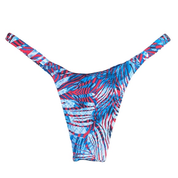 Victoria’s Secret Bikini Bottom Pink Blue High Cut Swimsuit Swim L Large New - Picture 2 of 6